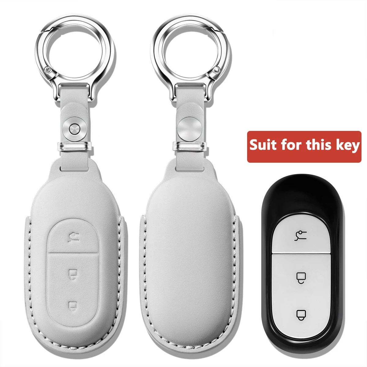 Car Leather Key Bag For Leapmotor C01 B10 C10 C11 C16 B01 Smart Key Cover Protector Case Holder Key Ring Accessories