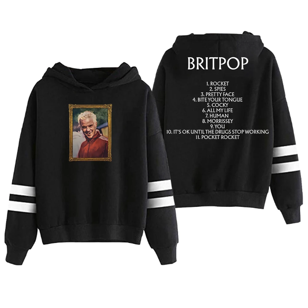 GF Robbie Williams Britpop ألبوم Tracklist هوديي بدون جيوب قضبان متوازية كم ملابس الشارع الشهير النساء الرجال قمصان سويت شيرت بقلنسوة