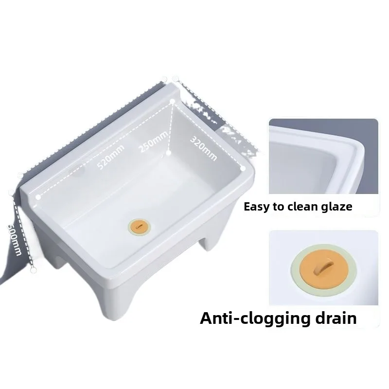 Household ceramic mop basin, new rectangular shape, suitable for outdoor bathroom balconies, compact sanitary mop pool