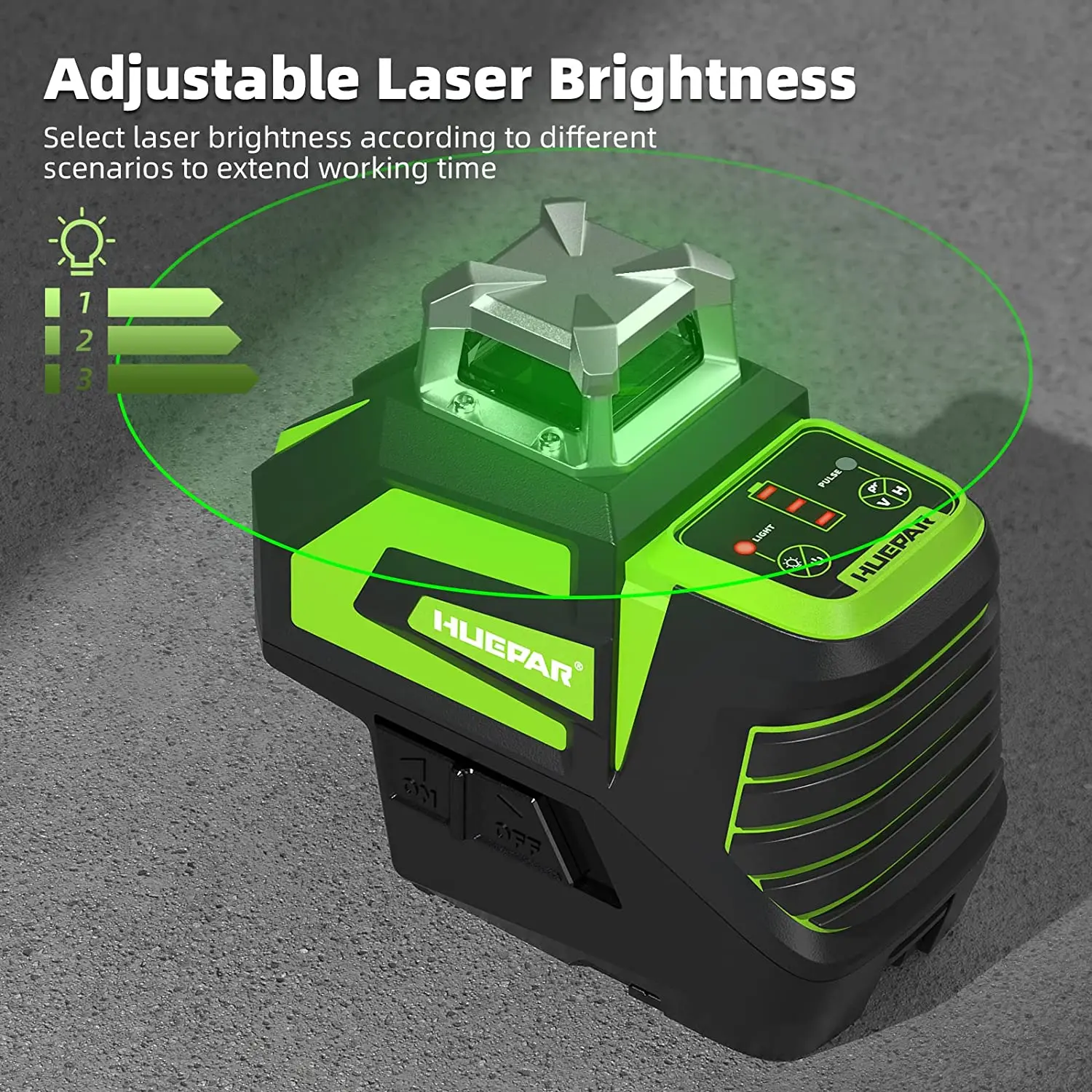 7211CG Self-Leveling Green Laser Level Cross 5 Line 2 Plumb Dots Tool 360 Horizontal