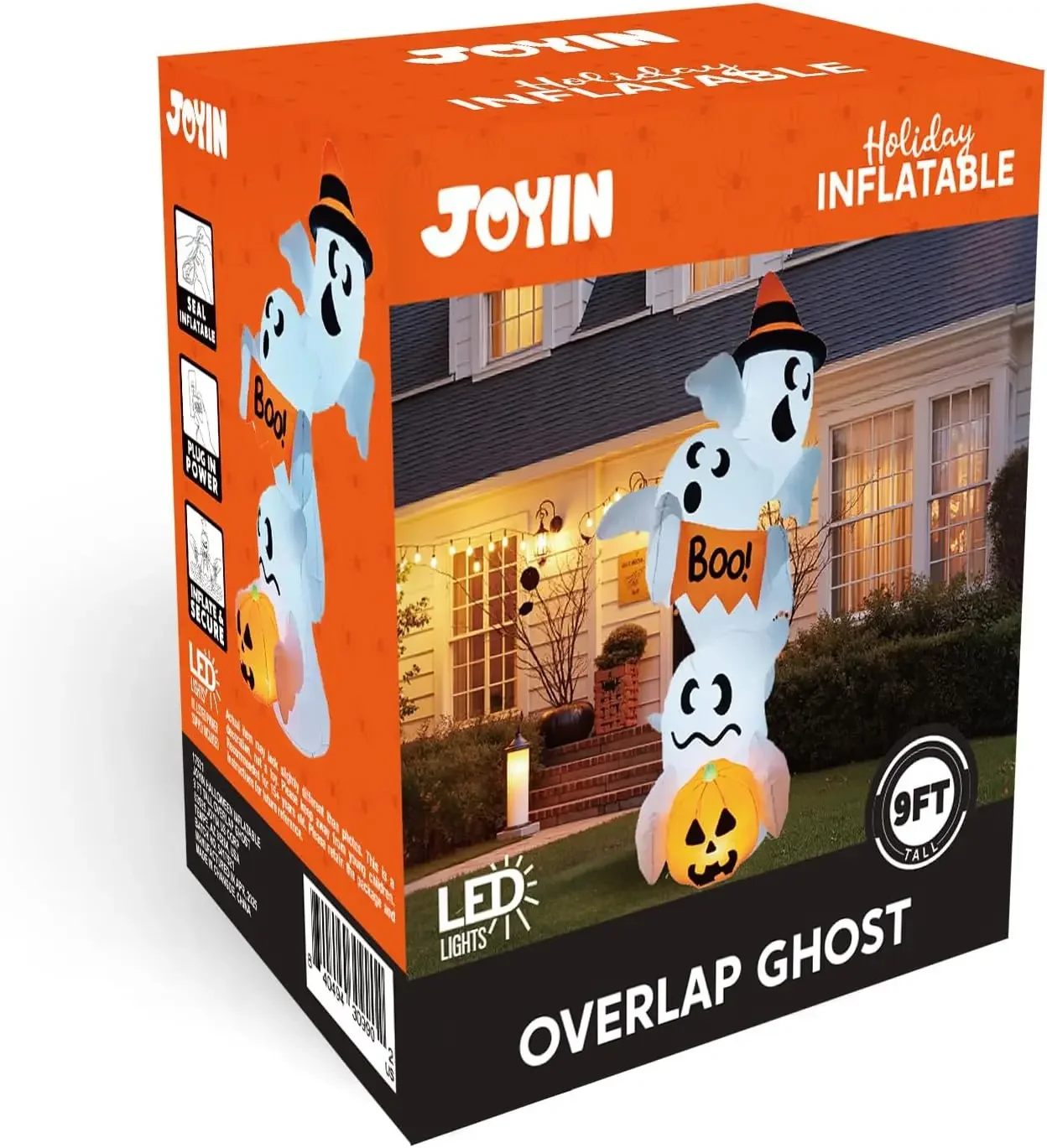 JOYFY, decorazioni gonfiabili a tema Halloween, fantasma gigante alto 2,7 metri, ideale per esterni, con luci a LED, decorazioni gonfiabili da posizio