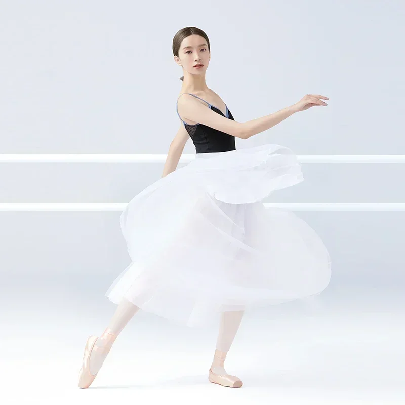 تنورة باليه مكونة من 4 طبقات تنورة رقص طويلة للسيدات تنورة أداء رقص الباليه الشبكية الناعمة للبالغين