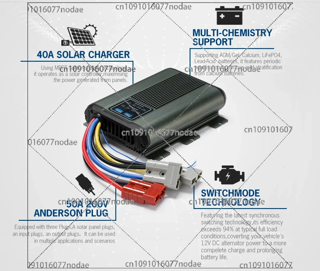 ATEM POWER 40A 12V MPPT Solar Dual Battery System Car DC-DC Battery Charger