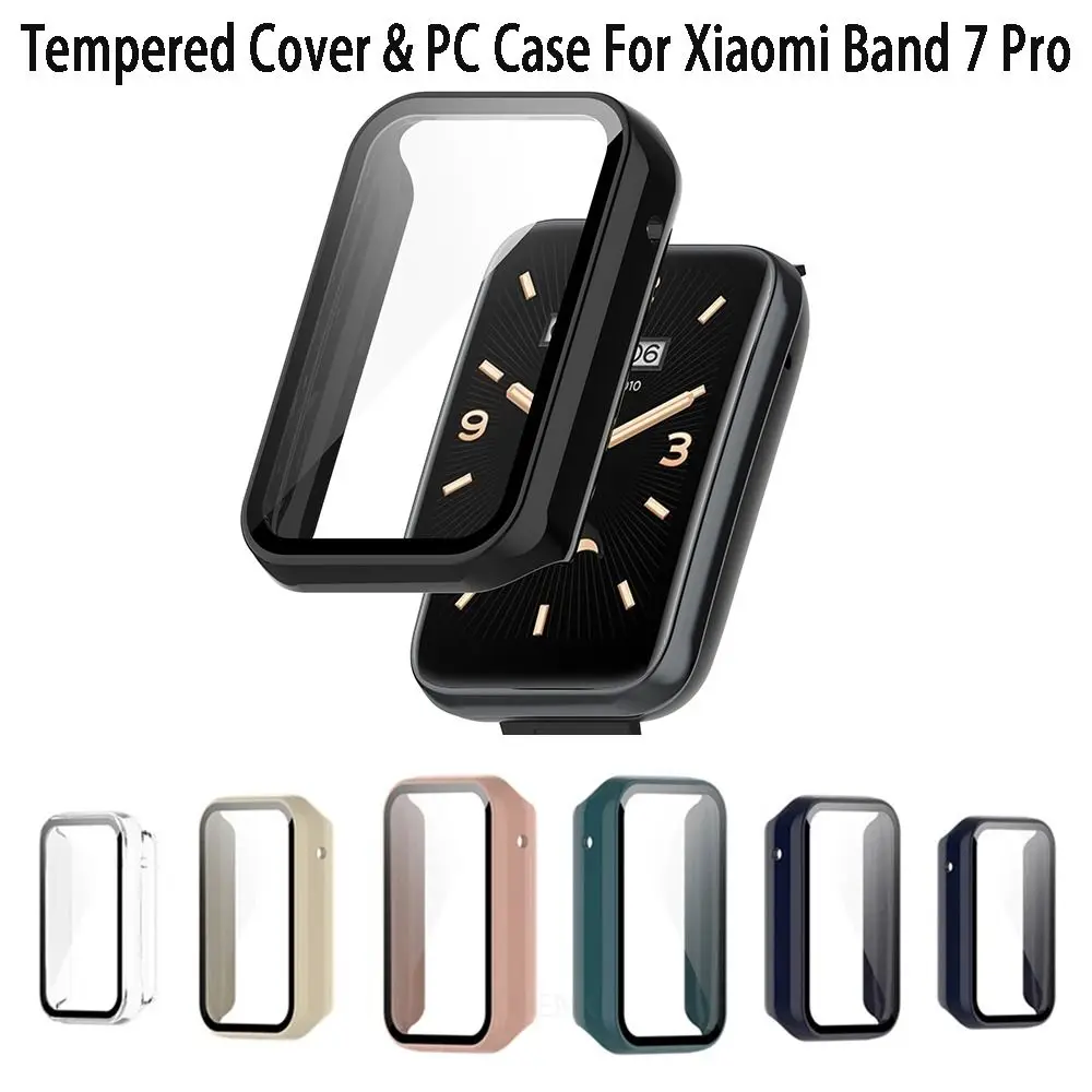 For Xiaomi Band 7 Pro PC Case+Tempered Glass Smart Watch Screen Protector Cover for Mi Band 7 Pro Bumper Shell