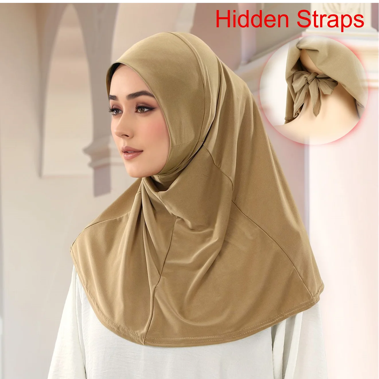 

Женская кепка-хиджаб с кристаллами и коноплями со скрытыми ремнями, однотонная мусульманская женская внутренняя кепка, капот, тюрбан, мягкая эластичная нижняя хустка, повязки на голову