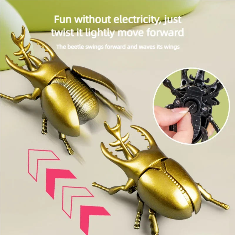 Wind Up Beetle Bionic Toys Creative Prankster Animated Insect Toy Model Children Plastic Animal Scarab Combat Beetle Wind Up Toy