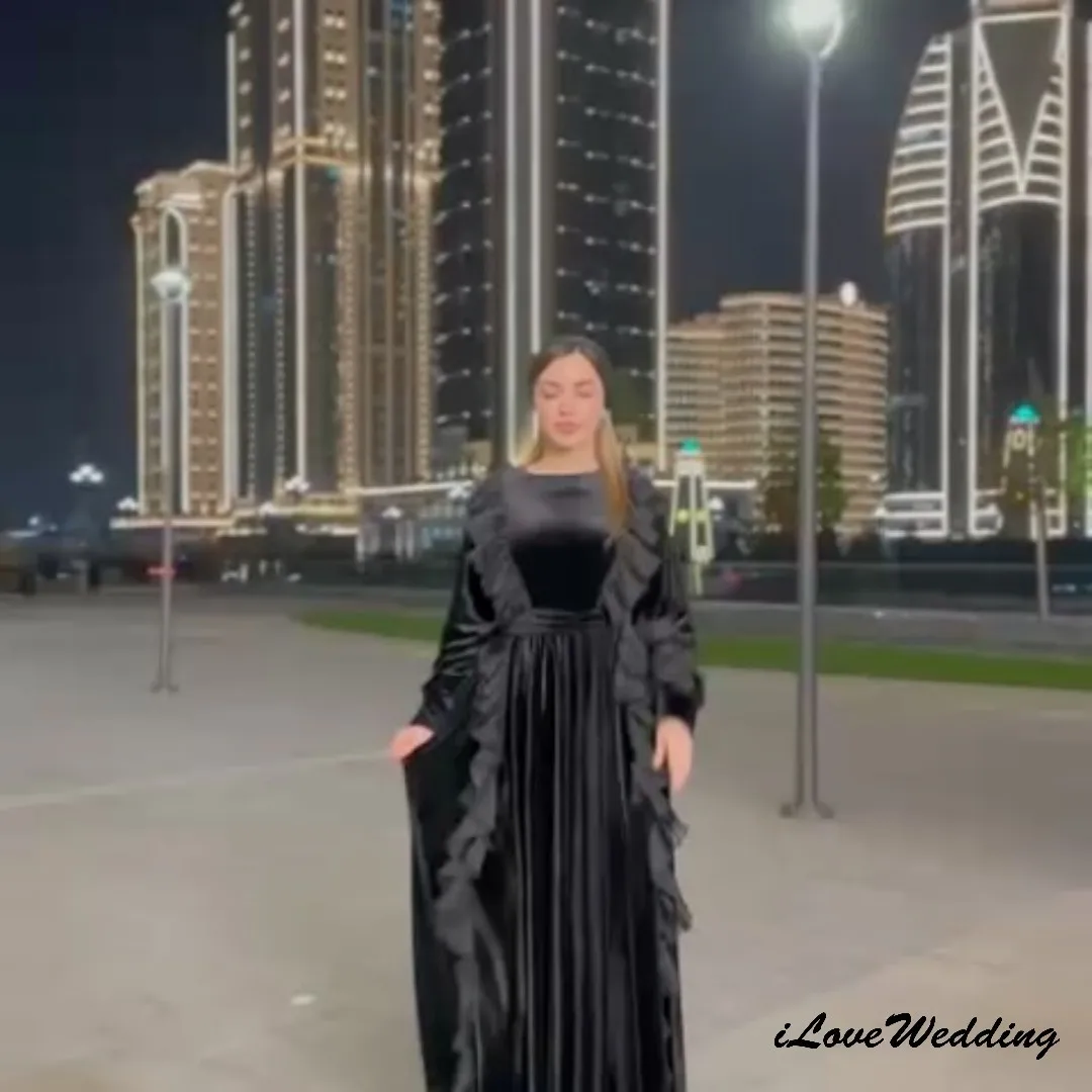 

Элегантные платья для выпускного вечера с длинными рукавами, 2025 г., вечернее платье с рюшами для свадебной вечеринки для женщин, плиссированные вечерние платья трапециевидной формы на заказ