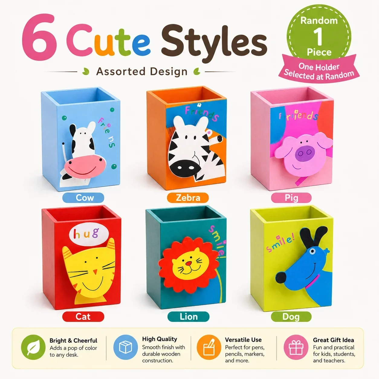 Cute High Beauty Pencil Cup, Creative Desk Organizer for Students, Office Stationery Storage Holder