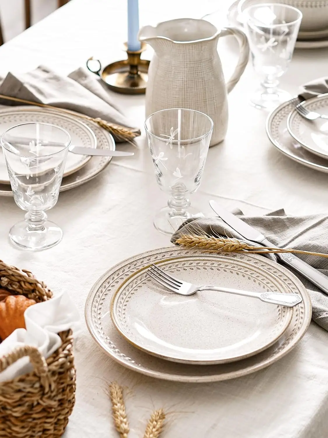 Dinnerware Sets for 4, 12 Piece Ceramic Dish Set with Plates and Bowls | Oven/Dishwasher/Microwave Safe | Ideal for Housewarming