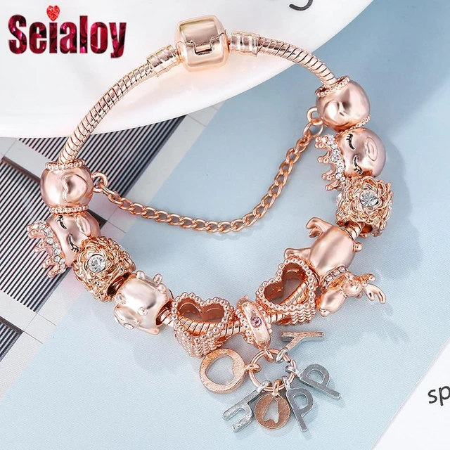 Silver Plated Rose Gold Charm Bracelet Accessories Women Bracelets Rose Gold Aliexpress