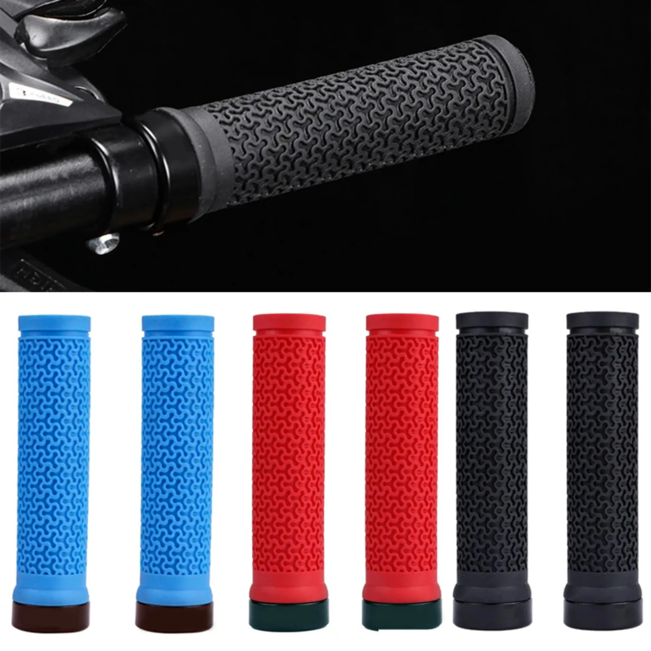 Bicycle Handle Bar Grips MTB Mountain Bike Soft Single-sided Locking Handlebar Cover Plug Rubber Non-slip Cycling Grip