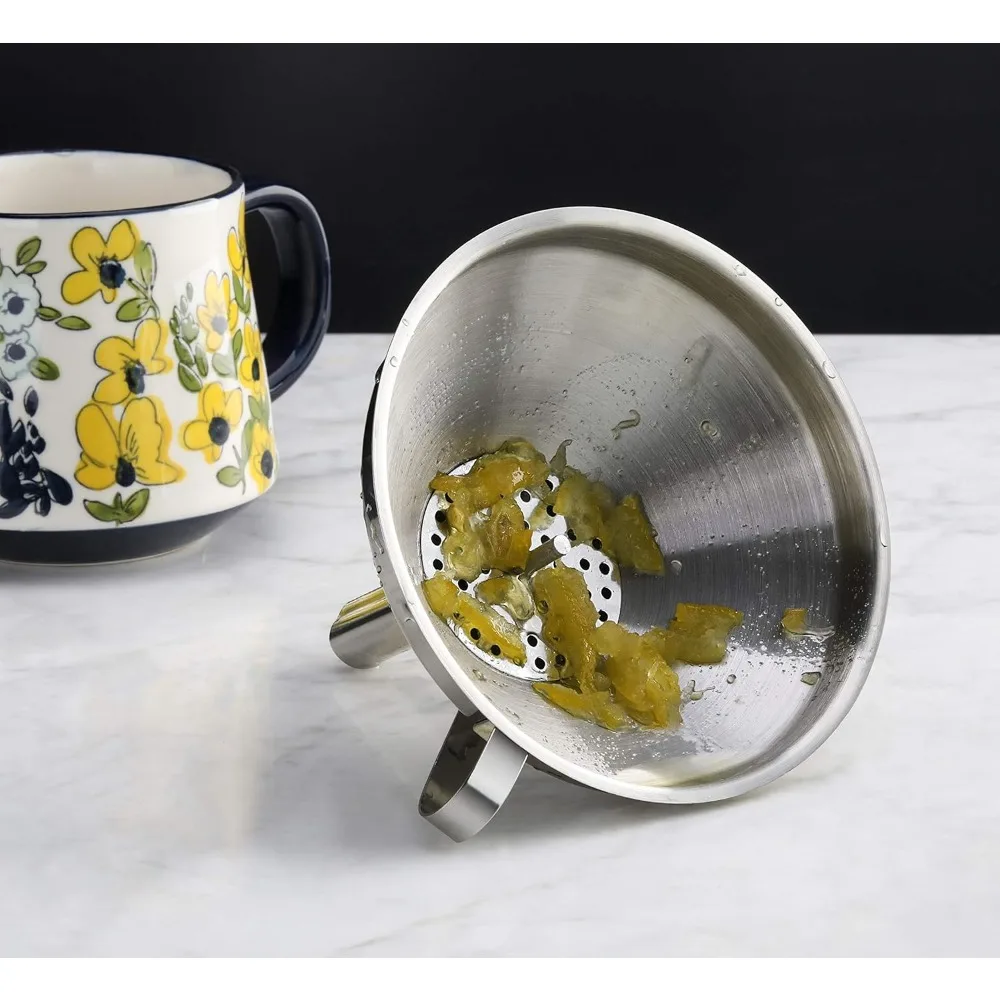 Service de restauration Entonnoir en acier inoxydable, filtre/filtre amovible, 5", argent