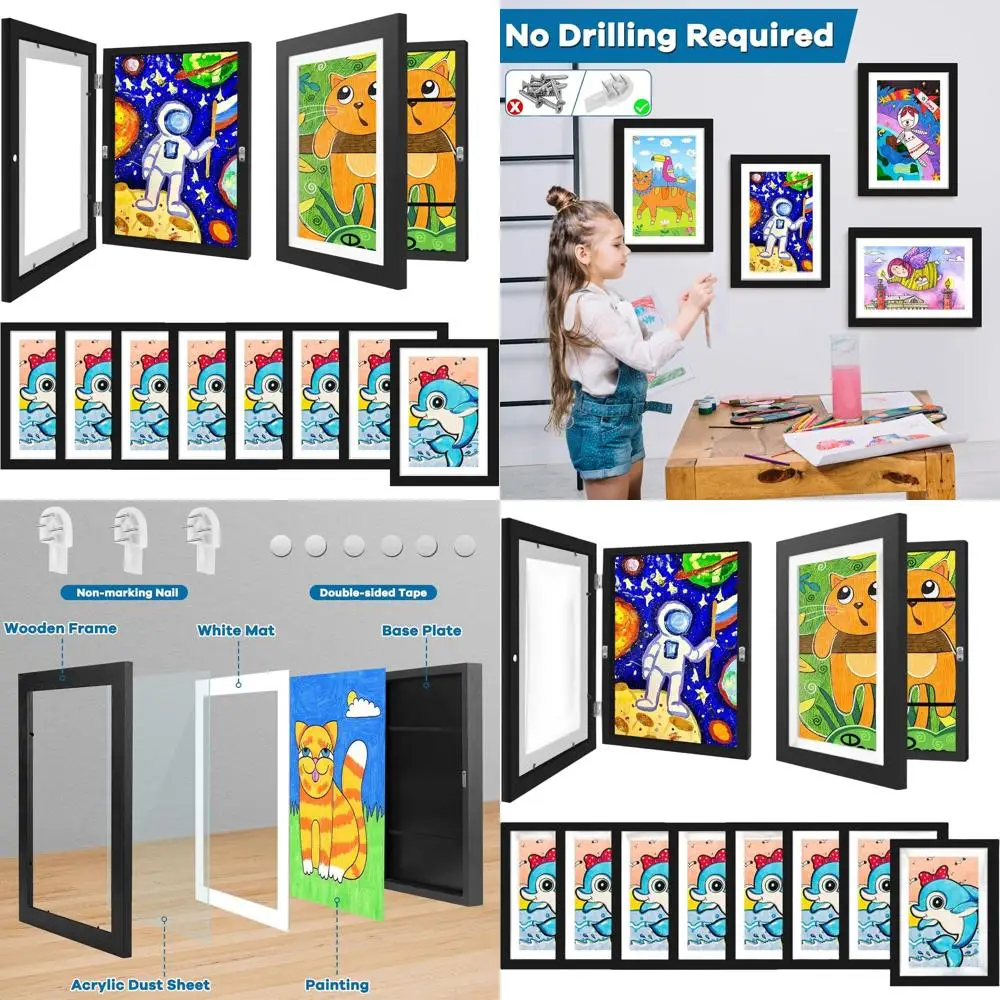 

Художественные рамки 8,5x11 дюймов с передним открытием для детей, вмещает 130 штук, идеально подходят для художественных работ, рисунков, поделок и фотографий.