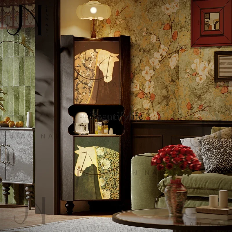 

0 French retro style solid wood triangle cabinet for living room storage