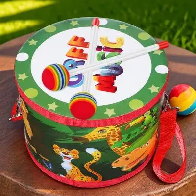طبلة ملونة للأطفال على الوجهين بتصميم حزام بنمط كرتوني، آلة موسيقية تعليمية للاستخدام الداخلي والخارجي #6