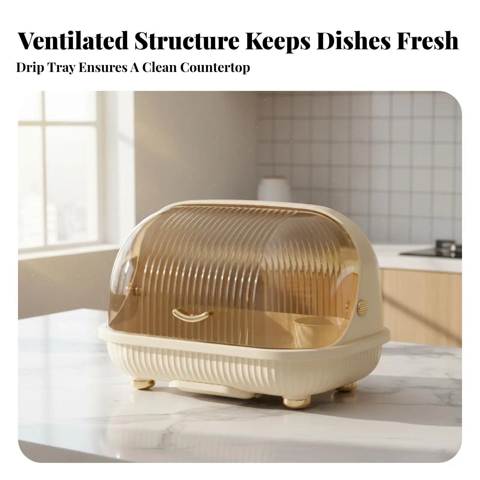 Polypropylene Kitchen Dish Rack with Drainboard Large Dish Drainer Organizer for Family Tableware view 3