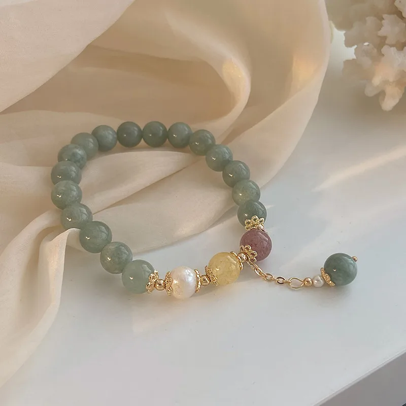 Hochwertige natürliche Burma-Jade und Süßwasserperle, weibliche Charm-Armbänder, Schmuck für Frauen, Geburtstagsgeschenke – Detail 6