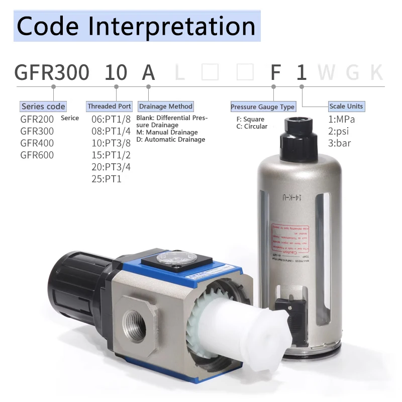 Imagem -02 - Filtro Regulador de Pressão Airtac Original Gfr30010 Gfr20006 08 Gfr400-15-a-f1