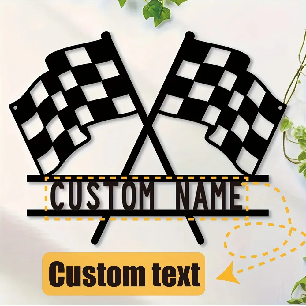 

Уникальный клетчатый флаг на заказ, настенный художественный персонализированный металлический знак для домашнего офиса, гостиной, крыльца, декора и идея подарка