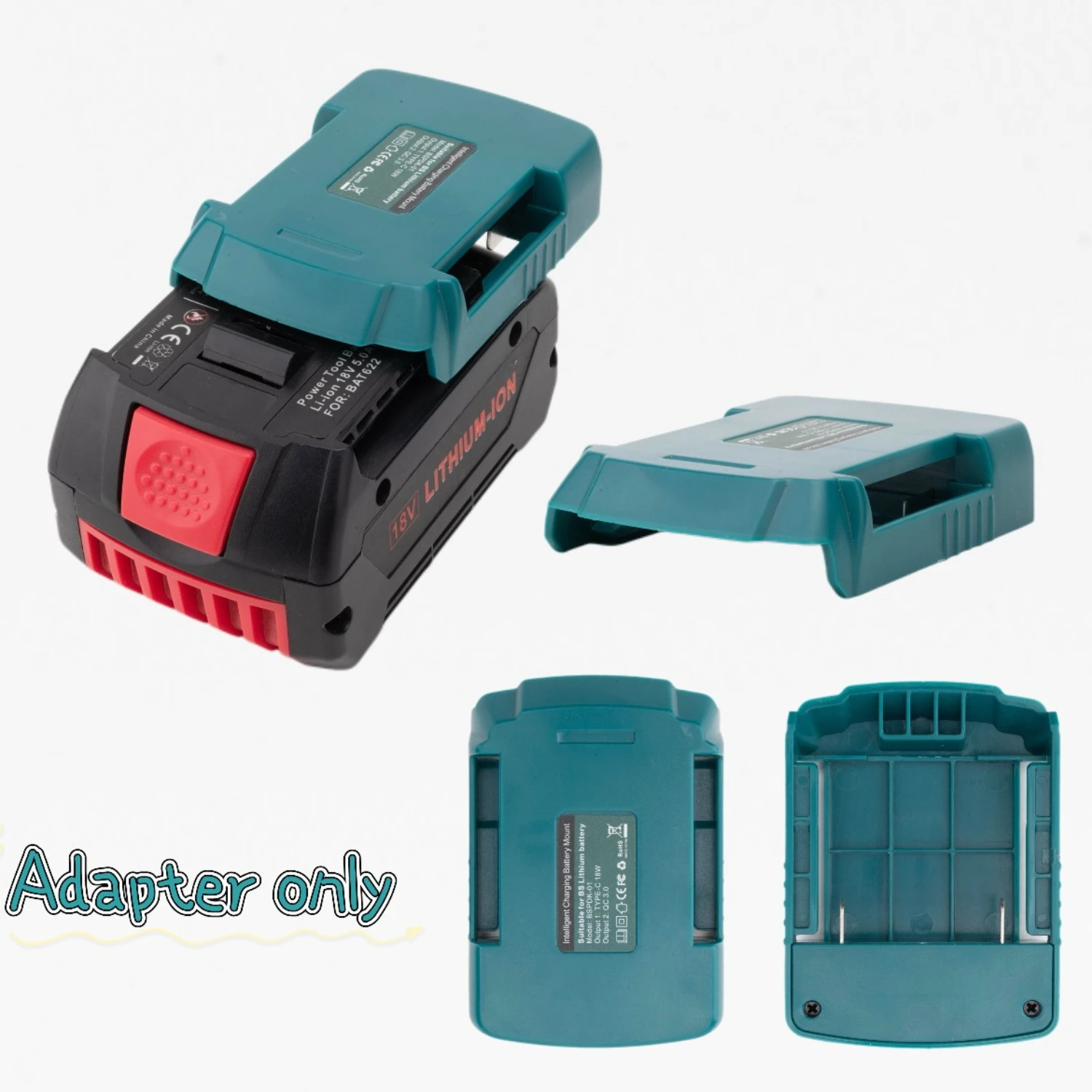 

Портативное зарядное устройство (Power Bank) для аккумуляторов Bosch 20V Li-ion, быстрое зарядное устройство, портативная зарядная станция USB/Type-C для мобильных телефонов (без аккумулятора)