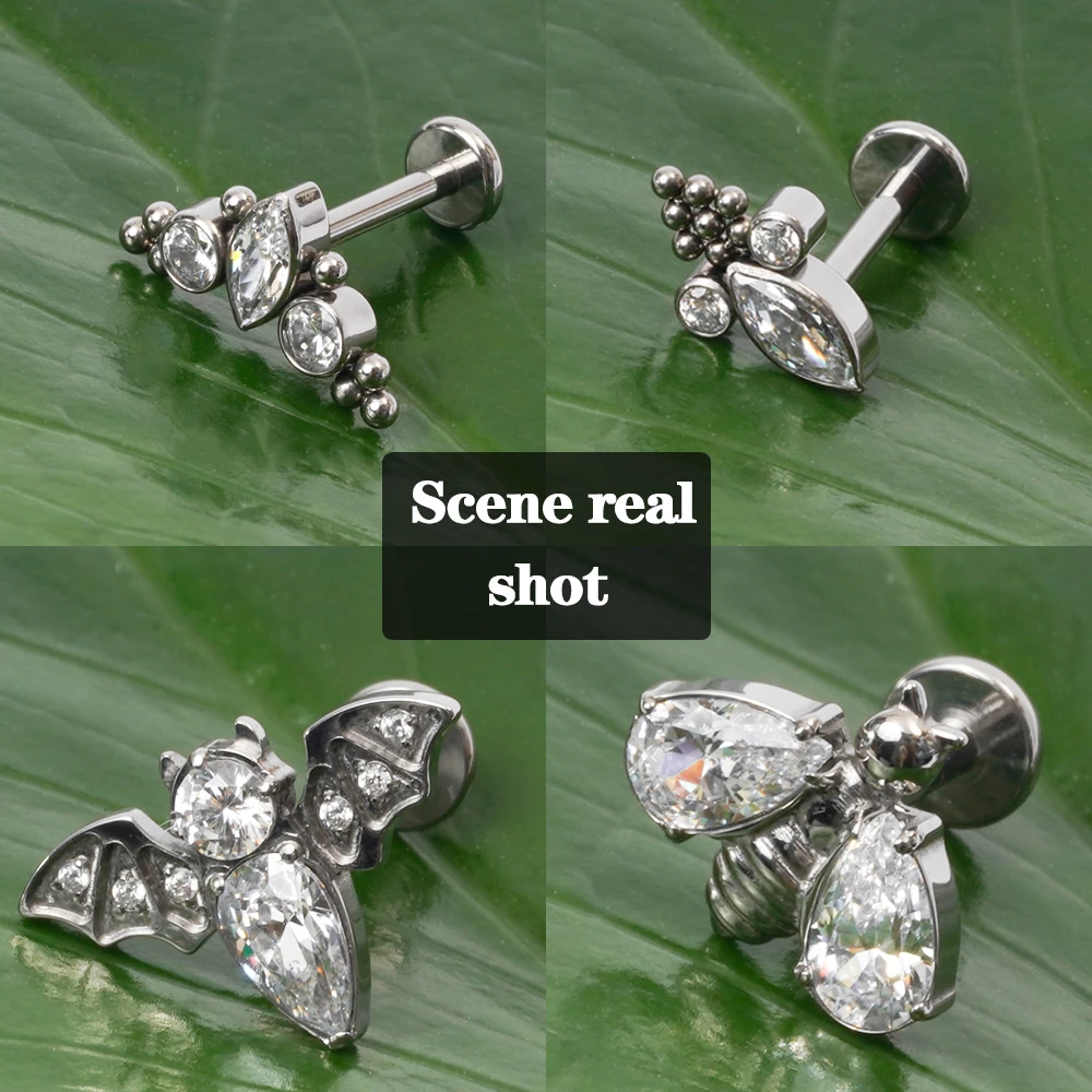 Piercing Stud Earring G23 F136 Titanium Septum Earrings For Women Ear Tragus Helix Cartilage Internal Thread Lip Stud Jewelry