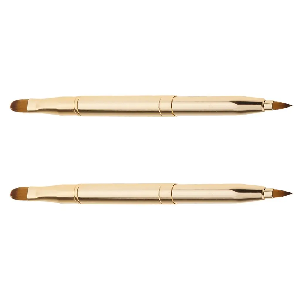 

Golden Retractable Lip Cosmetic Brush Double Ended Lipstick Applicator for Travel Makeup Brushes and Cosmetics Set