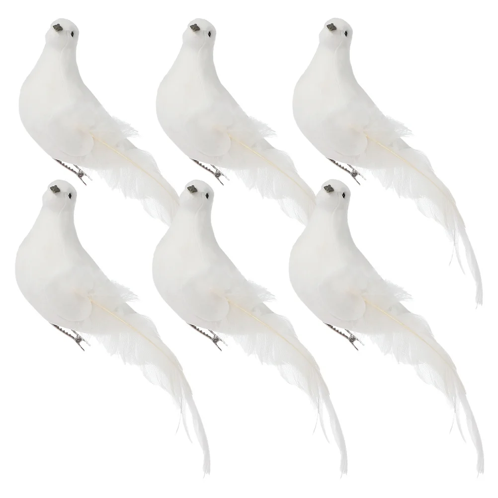 

6Pcs Artificial Doves Realistic Clip on for Wedding Home Party Christmas Tree Decoration Artificial Christmas Dove Birds