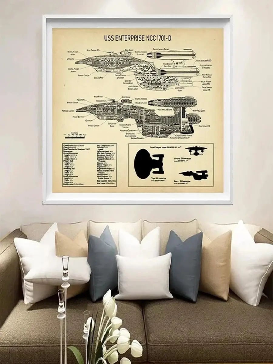 USS Enterprise NCCD Blueprint Posters  Prints  Star Trek Fleet Spaceship Wall Art Canvas Painting  Boys Room Decor  Gifts  SciFi