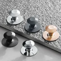 1PC Punch Free Self-Adhesive Stainless Steel Drawer Knobs Modern Style Glass Door Pulls Wardrobe Handles With Adhesive Wall Hook