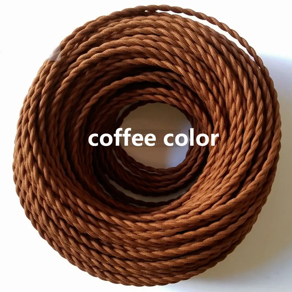 Wholesale Price Copper Wire 3m/lot 2x0.75 Color Vintage Fabric Cable Copper Conductor Eletrical wire Twisted cable For Lamp