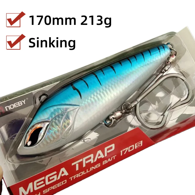 Noeby 2 Stück 17 cm 213 g großer Simulationsköder Mino Long Throw VIB Angelköder Meerwasser große Fisch Angelköder harte Köder – Detail 1