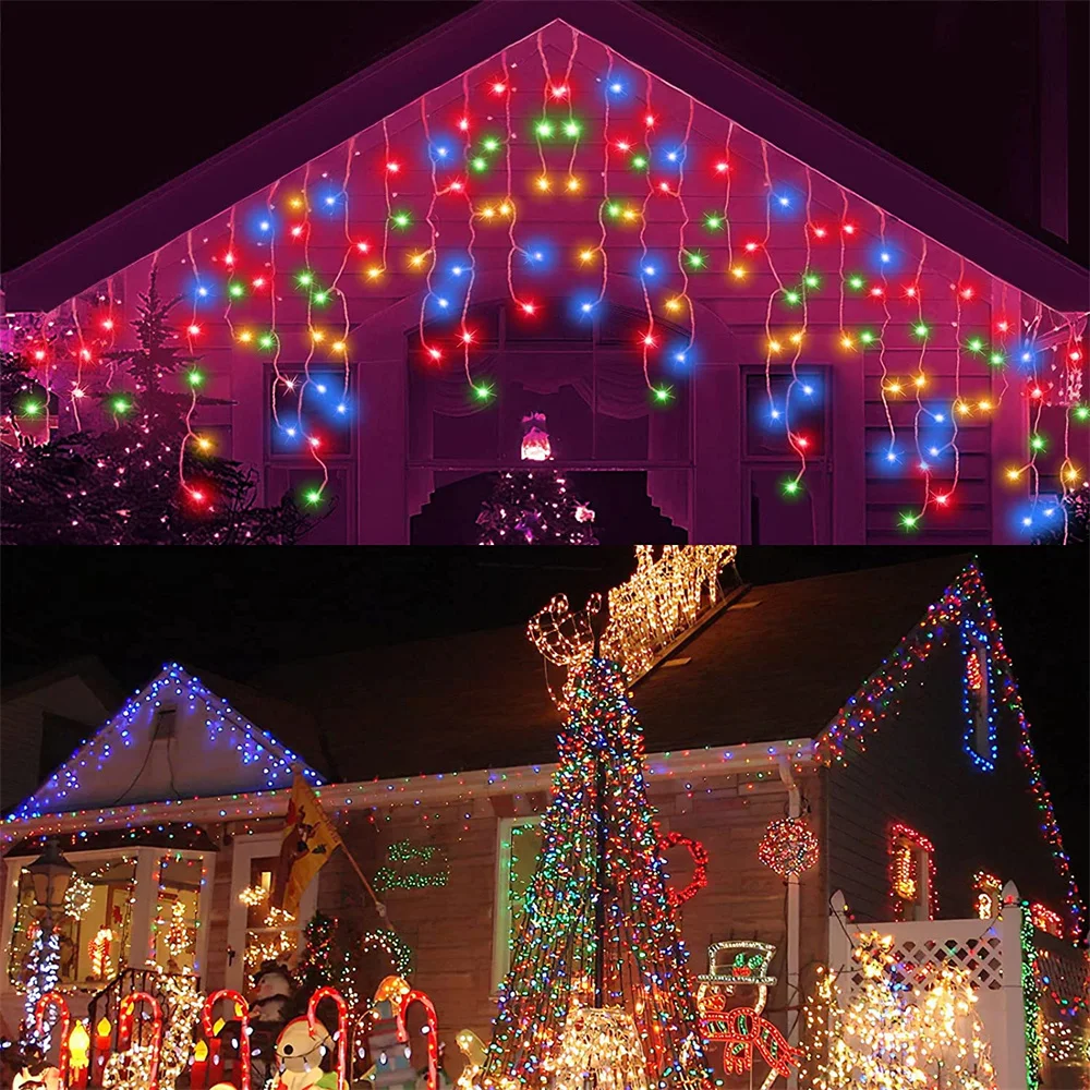 

3.5M 5M Christmas Icicle String Lights Waterproof Hanging Curtain Fairy Light Droop 0.4-0.6m Garden Home New Year Eaves Lighting