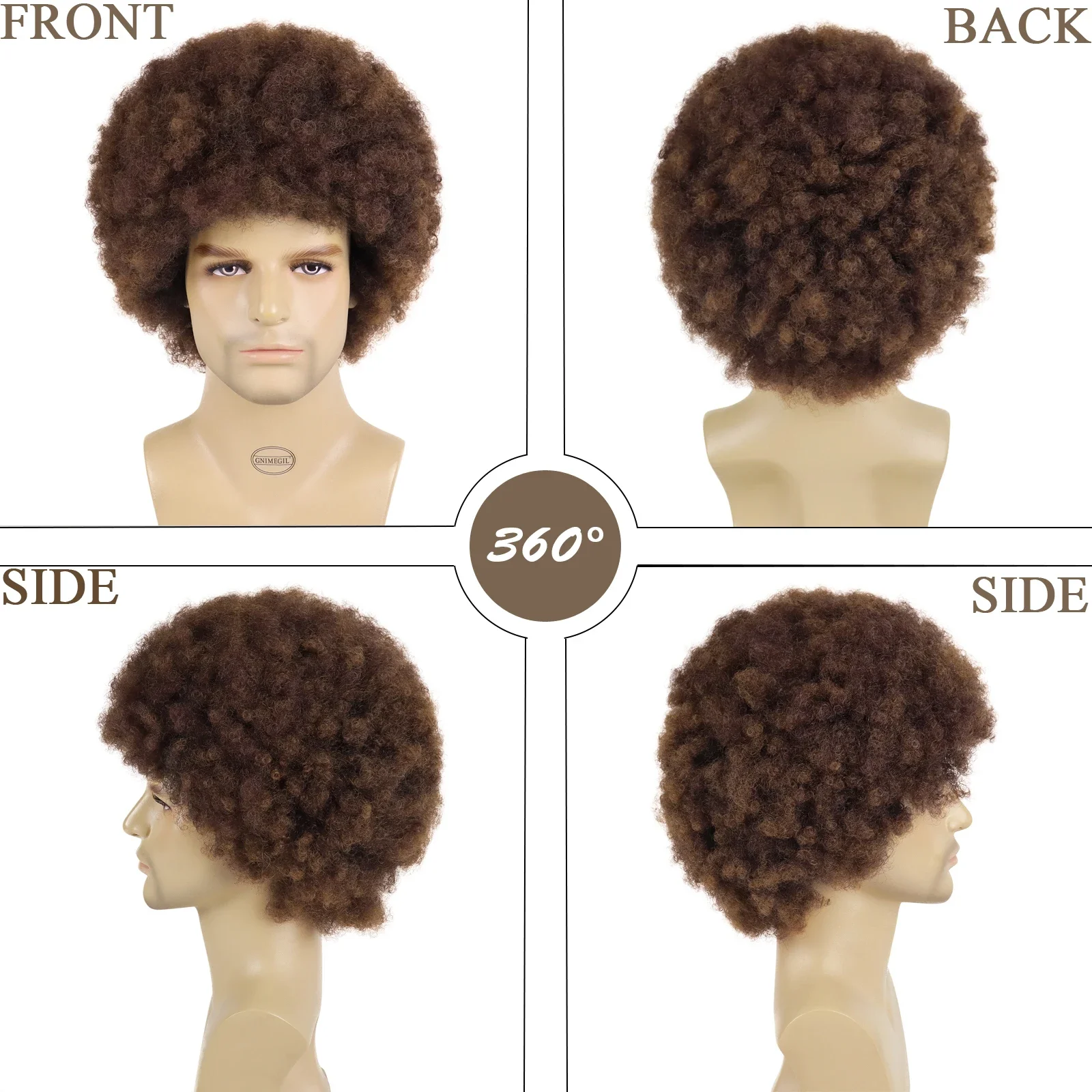 Short Afro Wigs for Men Synthetic Hair Curly Wig Big Curls Halloween Costume Wigs Cosplay Ros S The Bob Wig Bombshell Hairstyles