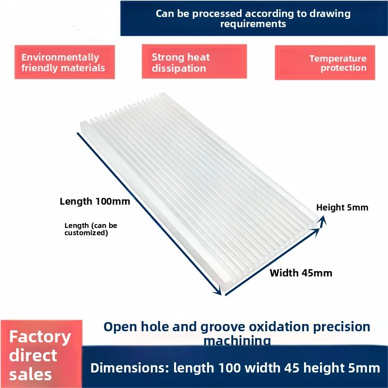 

Aluminum Alloy Profile 100×45×5mm, Chip Electronic Heatsink for LED Panel, Customizable