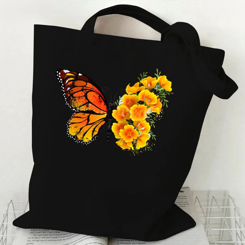 Sunflower Butterfly Women\'s Handbag Purse Fashion Shoulder Bag Eco Large Capacity Shopping Tote Beach Bag Students Schoolbag