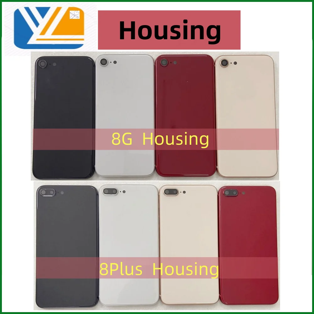 Housing For iPhone 8Plus 8 Back Cover Battery Glass Back Door Chassis Frame Premium Replacement 8P +SIM Tray+Side Key 8G CE/NoCE