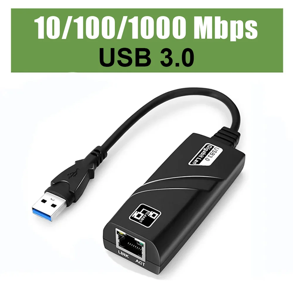 1000Mbps USB3.0 To Rj45 Lan Ethernet Adapter RTL8153 10/100/1000 Mbps Network Card For Macbook Laptop Win10/11