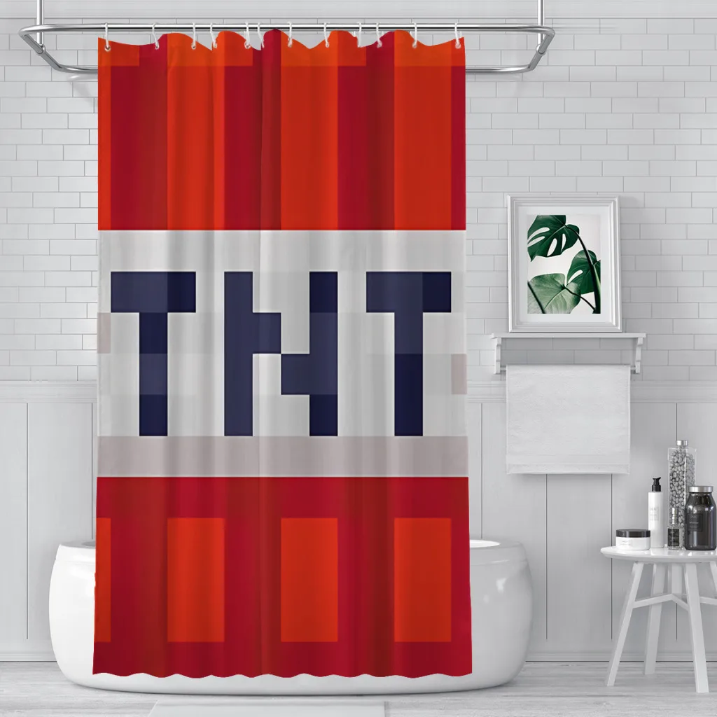 TNT Block Shower Curtains  Waterproof Fabric Funny Bathroom Decor with Hooks Home Accessories