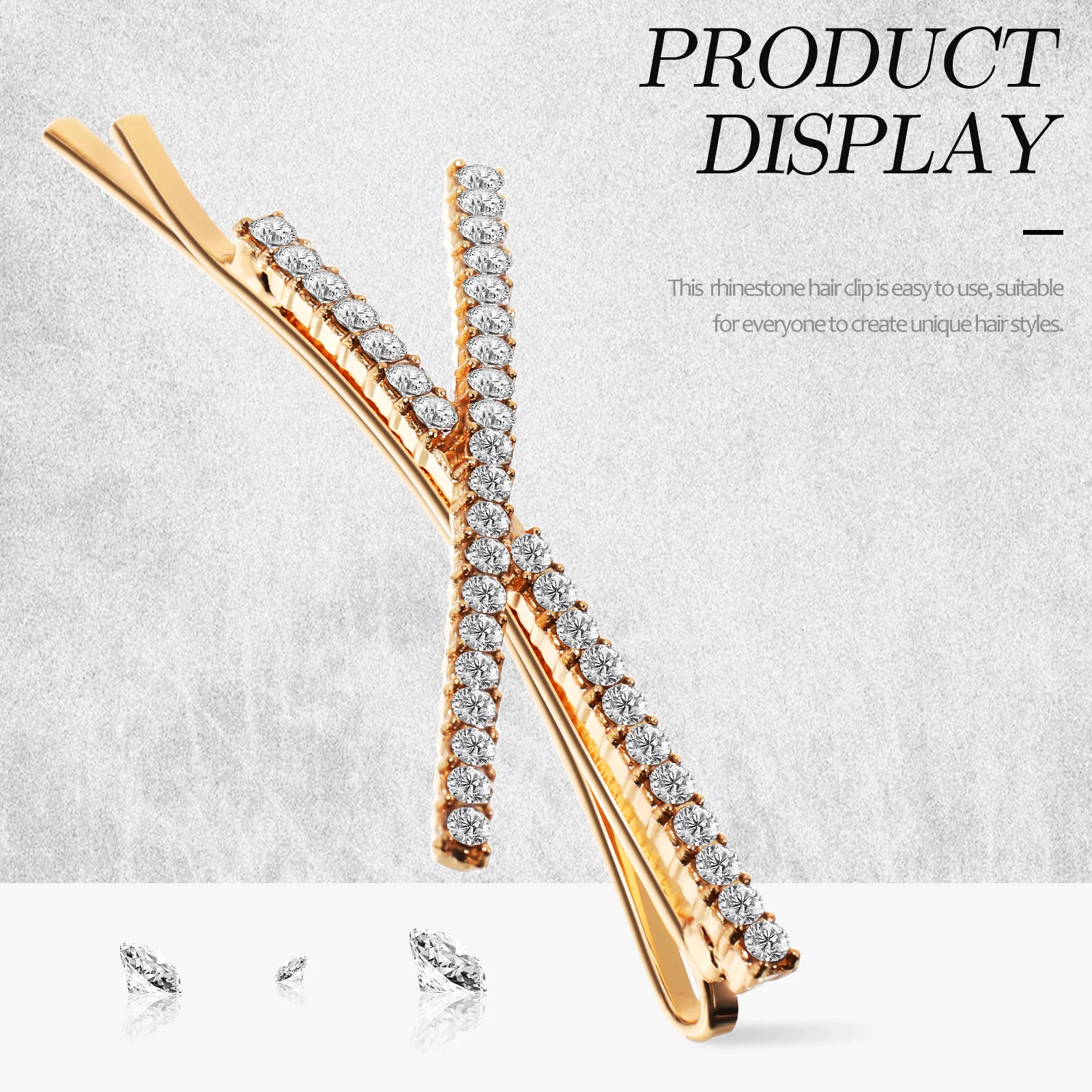 

4 Pcs X Shape Rhinestone Clips Gold Comfortable Diamond Hair Accessories For Women Girls Bridal Wedding Party