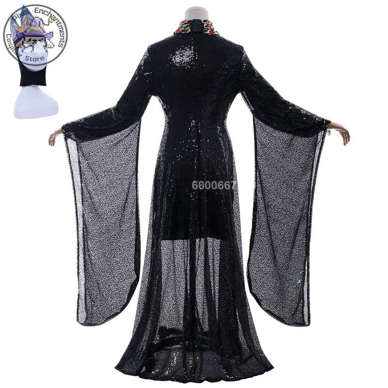 Movie Gal Gadot's Queen Cosplay Costume Black Sequin Covered Long Sleeve Dress for Women Adults Carnival Party Roleplay ComicCon