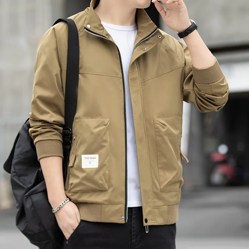 

Autumn Winter new male youth plus size fashion casual lapel work jacket stand-up collar jacket 8XL 7XL 6XL bomber jacket