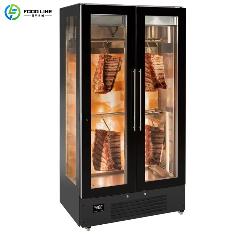

Customized Double Door Dry Aging Cabinet, Commercial Dry Ager with Glass Doors, Large Meat Maturation Fridge for Steakhouse