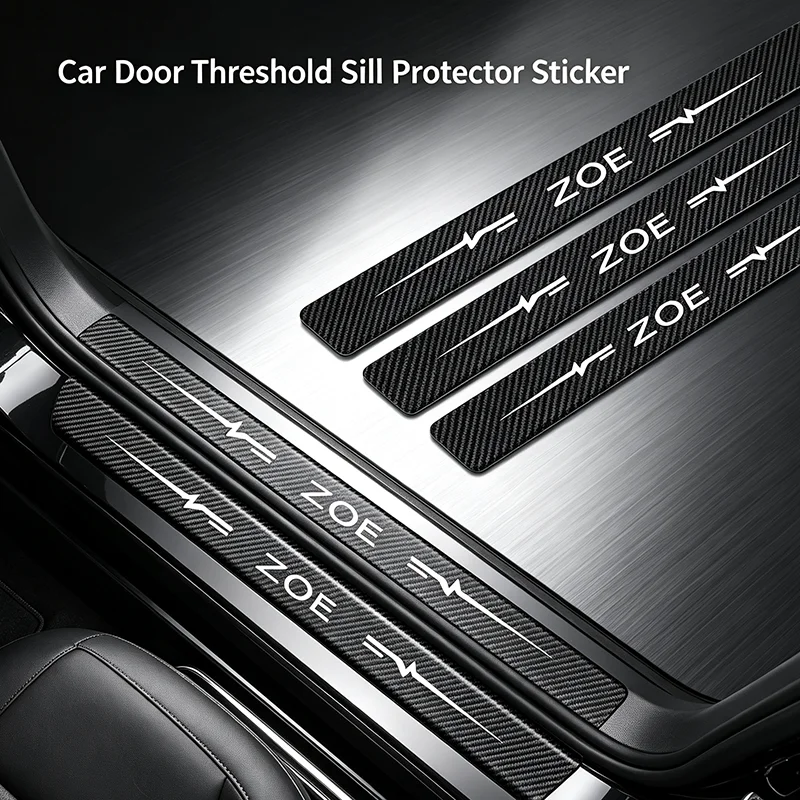 Car Door Threshold Anti Kick Sticker for Renault ZOE Emblem Trunk Sill Scuff Plate Bumper Decals Protective Film Accessories
