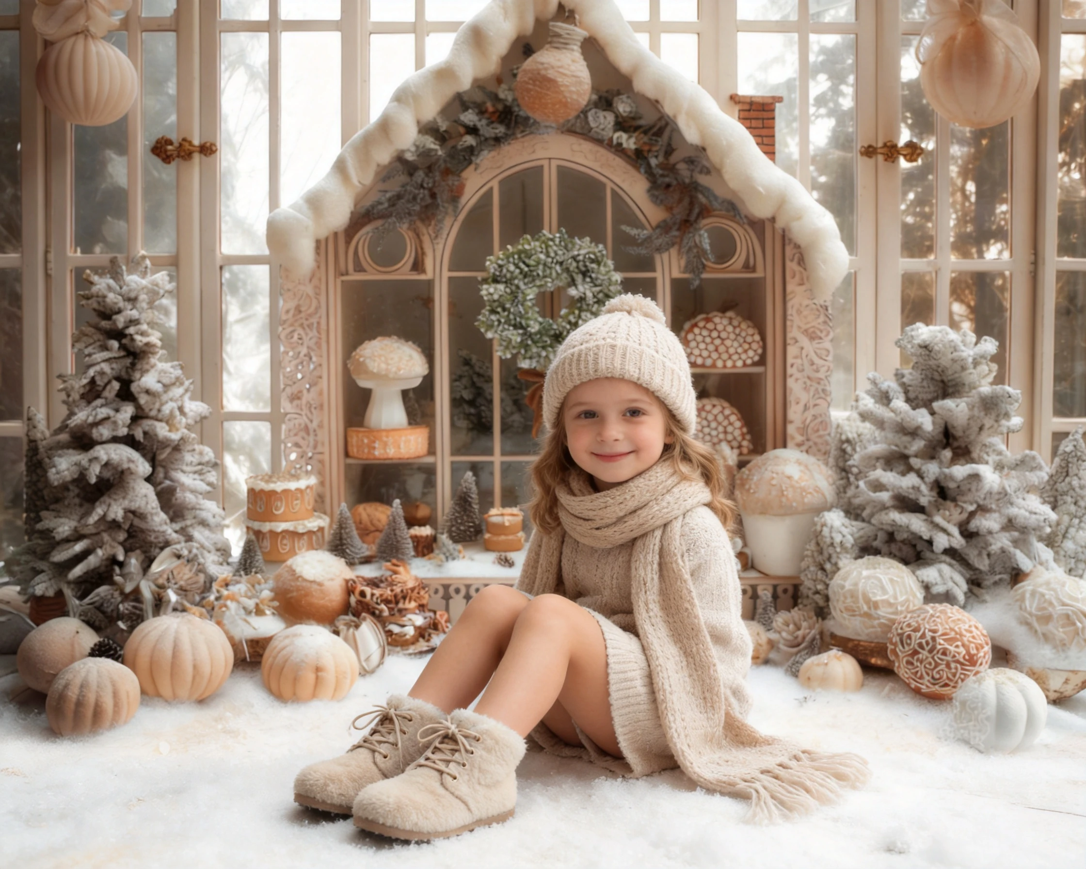Pastel Miniature Christmas Wooden Cottage Backdrop Soft Winter Xmas Photo Background For Newborn Kids And Adults Shot