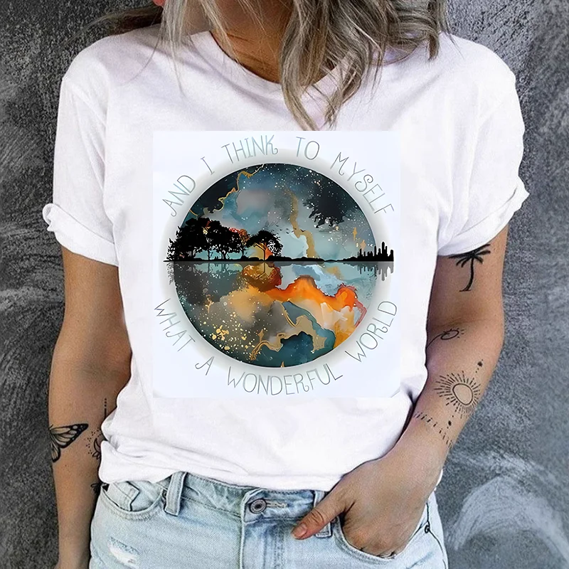 Watercolor Bee T-shirt Watercolor Bee Cute Cartoon Summer Fashion Short-sleeved T-shirt Woman Graphic T Shirts polyester fabric