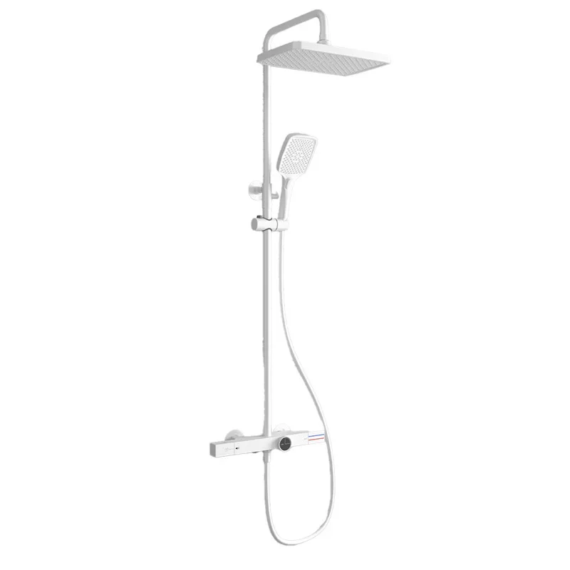Three-function Thermostatic Shower Set, Yabai Gun Gray Liquid Silicone Shower Set, Minimalist Thermostatic Shower Square.