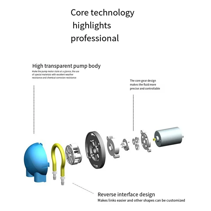 

Перистальтический насос Бесщеточный двигатель микротипа 24 В Самовсасывающий небольшой водяной насос с регулируемой скоростью Лаборатория - ABUA