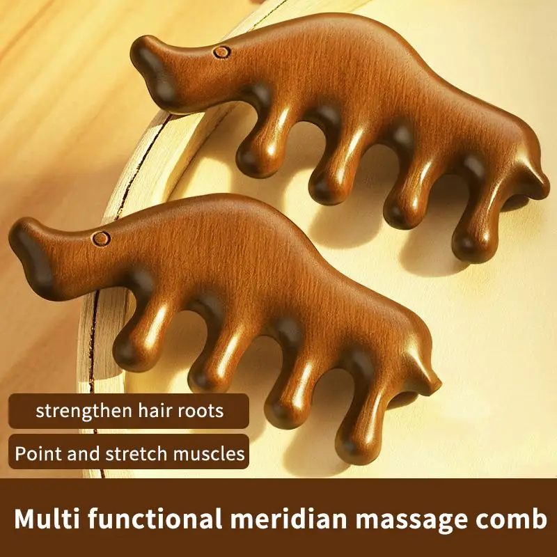 Sandalwood Massage Comb Head Meridian Scalp Comb Face Eye Shoulder Neck Scraping Treatment Hair Loss Anti-static Wide Tooth Com