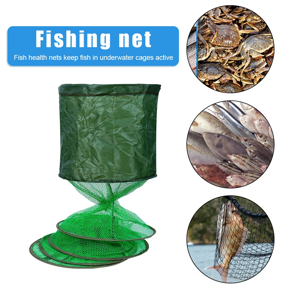 Waterproof Glue Coating Mesh Fish Net Fish Trap Live Fishing Cage Basket Collapsible Carp Fishing Tool Small Mesh