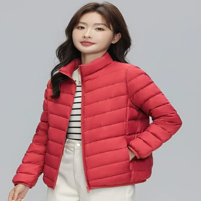 

Women's Padded Jacket Outdoor Daily Wear Lightweight Down Jacket Women Short Winter Coat Stand Collar Slim Casual Jacket Trend